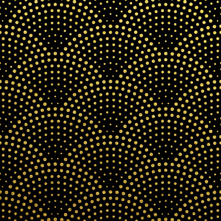 Seamless pattern vector background of glittery golden scales or art deco fountain confetti in retro arch design with gold glittering dots on black in Gatsby styleのイラスト素材