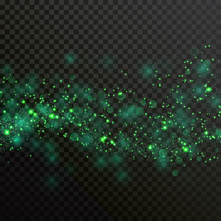 Green particles light or sparkling glitter shine and comet trail.のイラスト素材