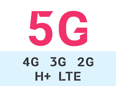 5G internet network vector logos for high speed LTE 4G, 3G or 2G and H mobile net technology and...