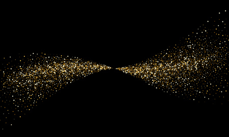 Golden glitter particles wave or vector light glow comet trail with sparkling light wave effectのイラスト素材