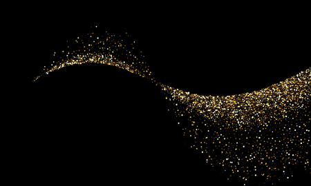 Golden particles wave or sparkling confetti trail.のイラスト素材