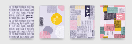 Abstract fun color pattern cartoon texture for doodle geometric background. Vector trend shape for brochure cover template designのイラスト素材