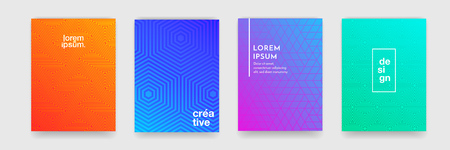Abstract geometric pattern background with line texture for business brochure cover design. Gradient Pink, orange, purple, blue and green vector banner poster templateのイラスト素材