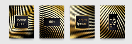 Luxury gold pattern background. Geometric golden line texture. Vector poster banner template setのイラスト素材