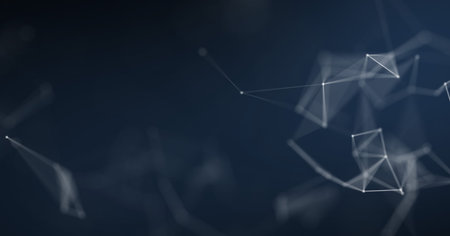 Abstract blue 3D geometric polygon wireframe.