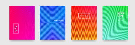 Pattern background, abstract geometric wave texture, color gradient. Vector orange, blue, red and green geometric pattern, wave shape background covers designのイラスト素材