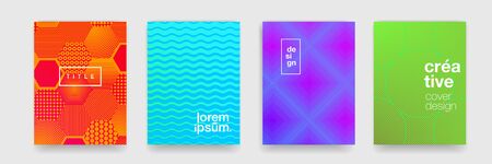Abstract patterns, geometric shape trend vector background. Modern color gradient, line wave and circle texture pattern backgroundのイラスト素材