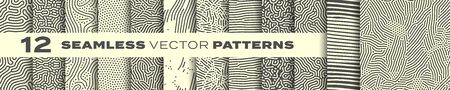 Seamless patterns abstract organic linesのイラスト素材