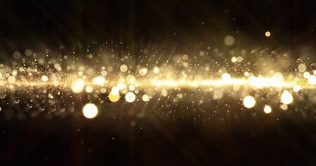 Golden glitter  with sparkling lightの写真素材