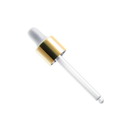 Glass dropper with golden cap, 3D realistic mockup.の写真素材