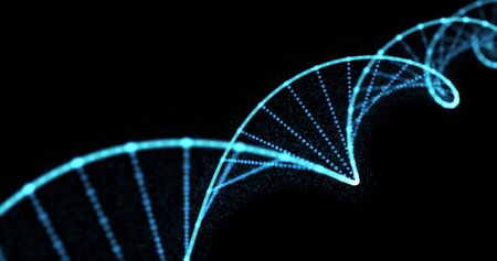 DNA helix, gene molecule and genetic chromosome cell, 3D spiral loop.の写真素材