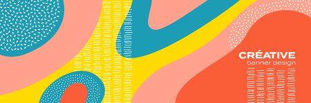 Abstract fun color pattern cartoon doodle geometric background. Vector trend brochure cover template design, creative colors texture pattern backgroundのイラスト素材