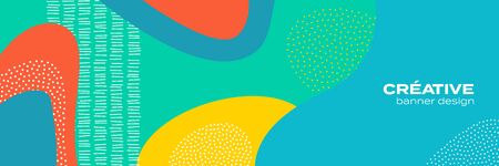 Abstract fun color pattern background, cartoon doodle geometric trendy shape texture. Vector liquid fluid colors pattern for brochure cover template background designのイラスト素材