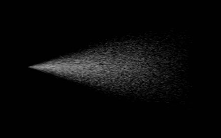 White smoke spray jet splash from sprayer nozzle, isolated on blackの写真素材