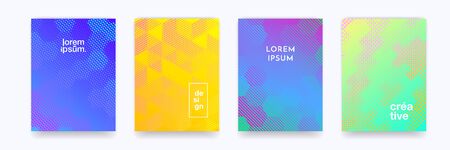 Geometric pattern background, color gradient halftone vector abstract trendy line graphic design. Simple minimal halftone color gradient, modern geometric pattern backgroundsのイラスト素材
