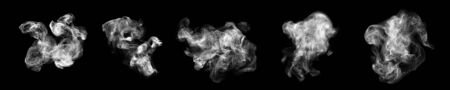 Smoke clouds, steam mist fog and white foggy vapor.の写真素材