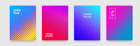 Background pattern design for covers, abstract color gradient and trendy halftone, vector. Creative trendy backgrounds, neon color cool simple halftone gradient and dot pattern posters setのイラスト素材