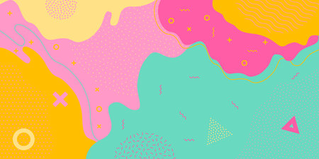 Background abstract pattern, color funky Memphis and geometric doodle shapes, vectorのイラスト素材