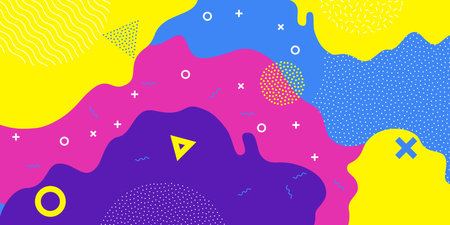 Background modern design, Memphis pattern, vector color doodle shapesのイラスト素材