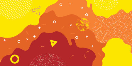 Background abstract pattern, geometric shape design, vector Memphis color splashのイラスト素材