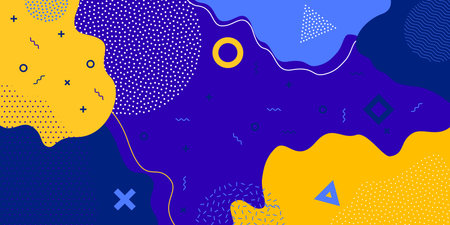 Background, abstract geometric shape and Memphis pattern, vector color splashのイラスト素材