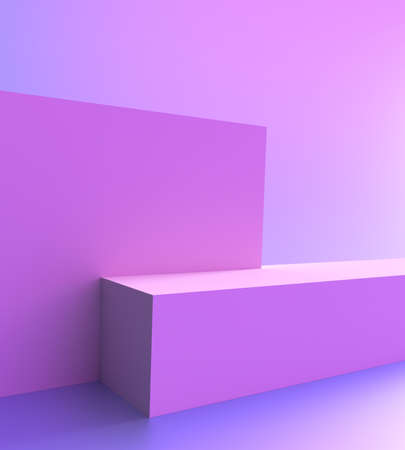 Podium background, product pedestal, 3D stage stand platform. Pink product display podium or pedestal platform cubesの写真素材