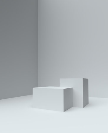 Podium stage background, platform stairs pedestal 3d staircase platform. Podium stand, showcase or product display studio backgroundの写真素材