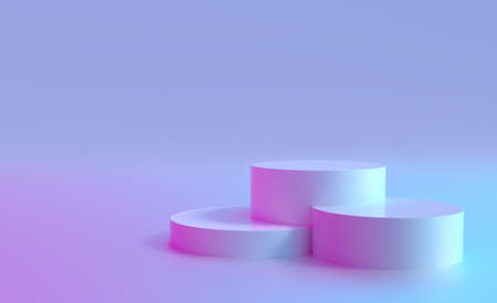 Podium pedestal background, cosmetic products showcase display. 3d round podium pedestal or stand showcaseの写真素材