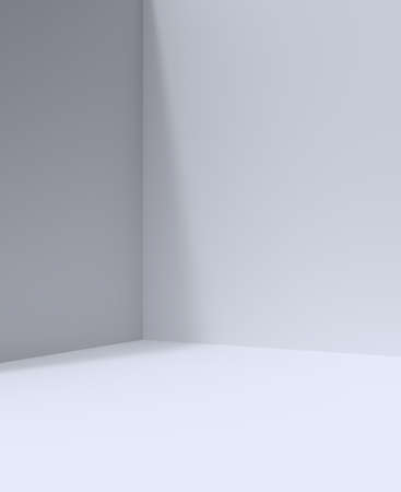 Studio background, room with white grey walls, product presentation podium. Studio room background or product display showcase, gray 3D backdropの写真素材