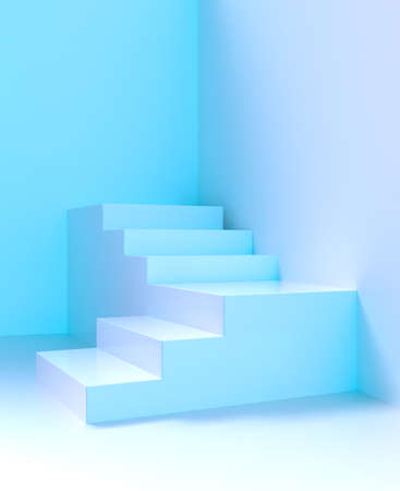 Podium stairs, platform staircase, 3D pedestal ladder background. Podium stand with stage ladder steps, product display studio backgroundの写真素材