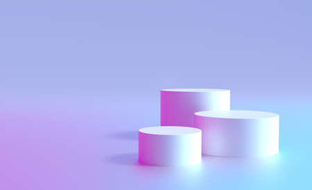 Podium pedestal background, product display showcase, 3d round stand platform. Cosmetic product display podium or showcase pedestalの写真素材
