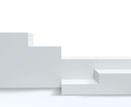 White product display podium with stairs or platform standの写真素材