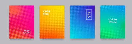 Color gradient pattern background, geometric halftone abstract trendy vector line graphic design. Simple minimal color gradient pattern backgroundsのイラスト素材