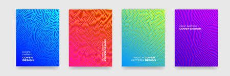 Background patterns, abstract line design and color gradient, vector modern graphic. Abstract geometric shapes and color halftone, cool minimal posters and coversのイラスト素材