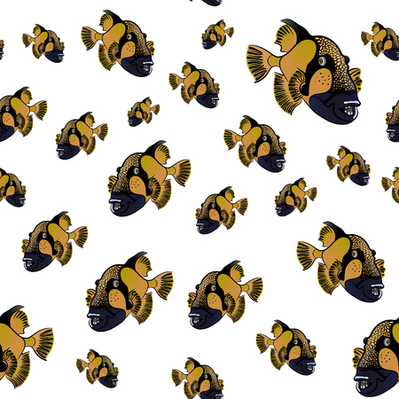 Titan triggerfish pattern, Balistoides viridescens backgroundのイラスト素材
