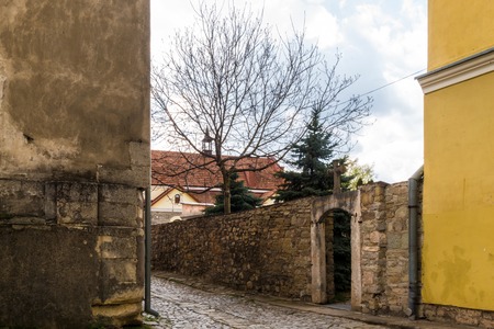 The street in the Ancient City of Kamyanets-Podilsky, Ukraine.の写真素材