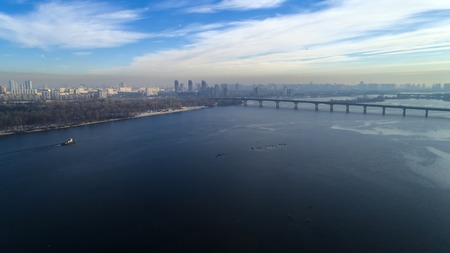 Aerial view of not the Dnieper River in Kiev.の写真素材