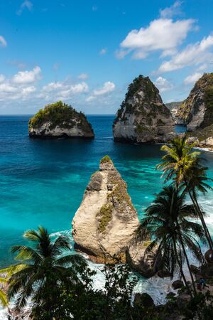Diamond beach. Beautiful exotic beach. Nusa Penida, Bali Indonesiaの写真素材