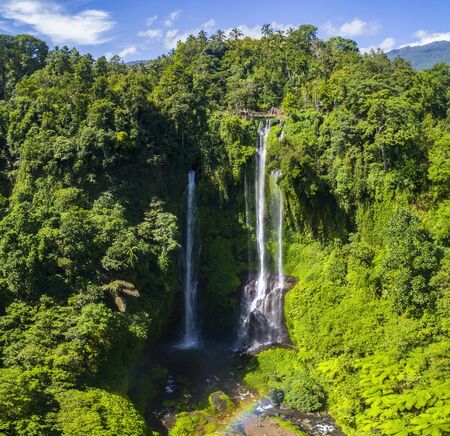 Beautiful the Sekumpul waterfall in Bali, Indonesia. Panorama.の写真素材
