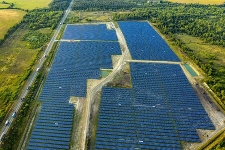 Aerial View of Solar Panels Field.の写真素材