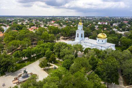 Cathedral of the Protection of the Holy Virgin, Izmail, aerial viewの写真素材