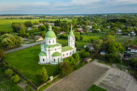 Greek Orthodox Church, religious, building XVIII century. Three Saints Church in Lemeshi, Chernigiv...
