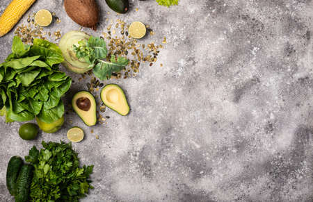 Organic healthy food vegetables Top view copy space.の写真素材