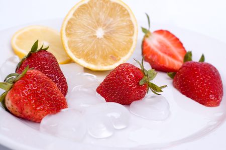 Fruits - strawberry and lemonの写真素材