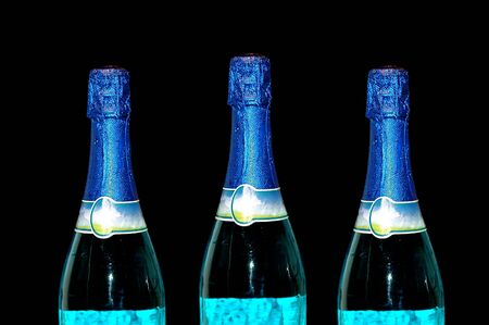 Close up wine's bottles - black backgoundの写真素材