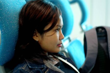 Waiting at airportの写真素材