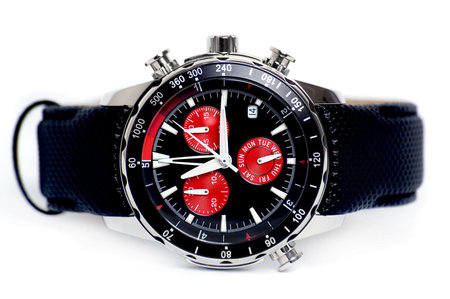 Chronography watch on white background