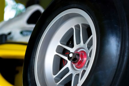 Close up of formula one tireの写真素材