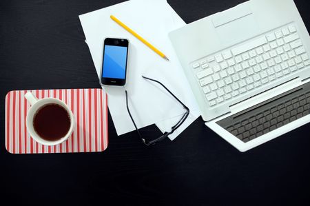 Business objects on the tableの写真素材