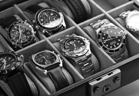 Kuala Lumpur, Malaysia - June, 8 2012: Wristwatches inside the watch case